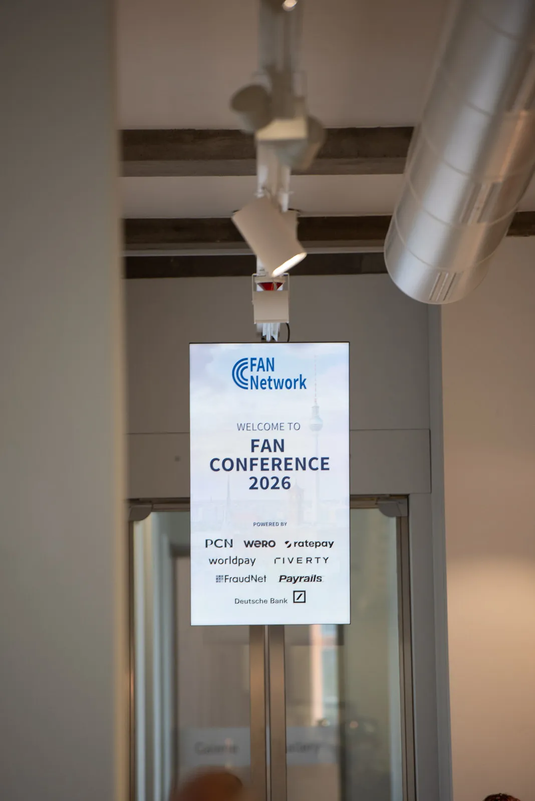 Welcome sign of FAN Conference 2026 listing the partners